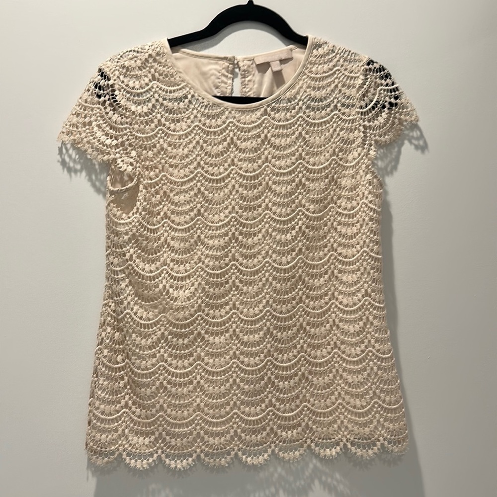 Banana Republic Sz2 Cream Intricate Top